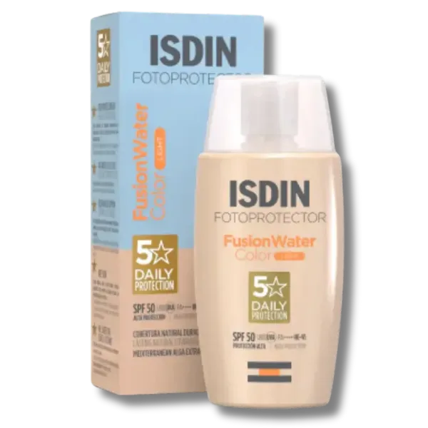 isdin fotoprotector fusionwater color ecran solaire peau grasse teinte light