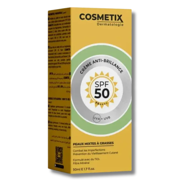 Cosmetix Ecran Crème Anti-brillance Peau Grasse SPF50 50ml