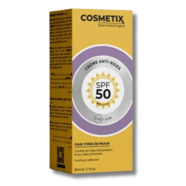 Cosmetix Ecran Crème Anti-rides Tous Types de Peaux SPF50 50ml