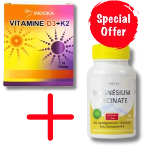 Pack Indoka - Vitamine D3+K2 + Magnésium Glycinate