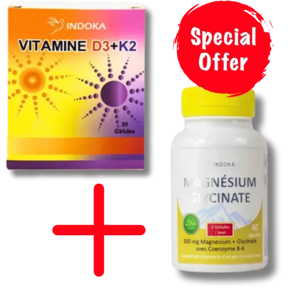 Pack Indoka - Vitamine D3+K2 + Magnésium Glycinate